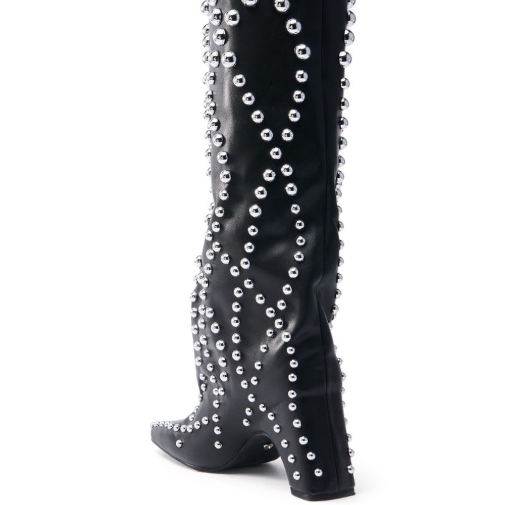 AKIRA Black Studded Heeled Boots - Picture 5 of 5
